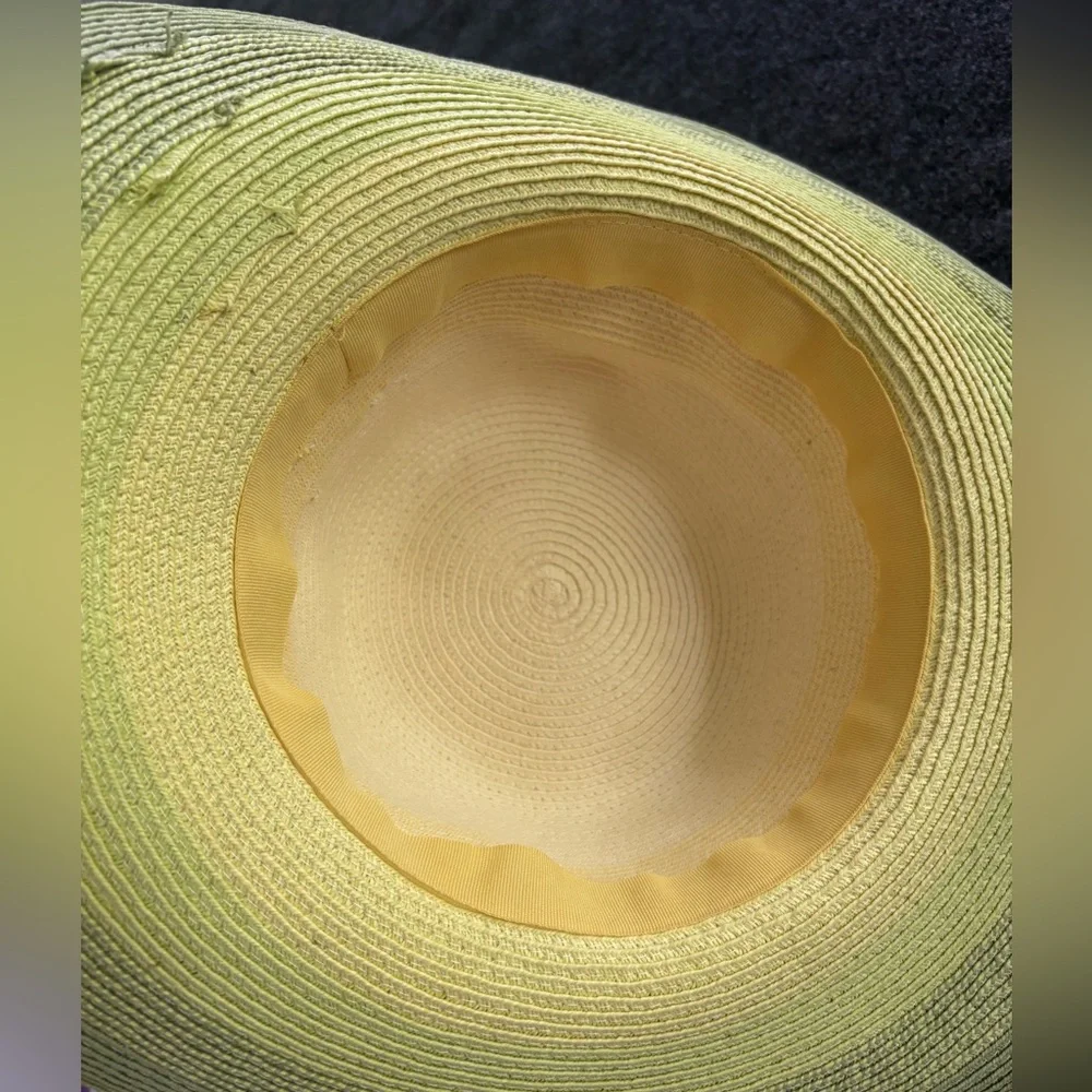 Sun Hat Wide Brim Ombré Stripes Green Cream Women’s 22.5”‎ circumference